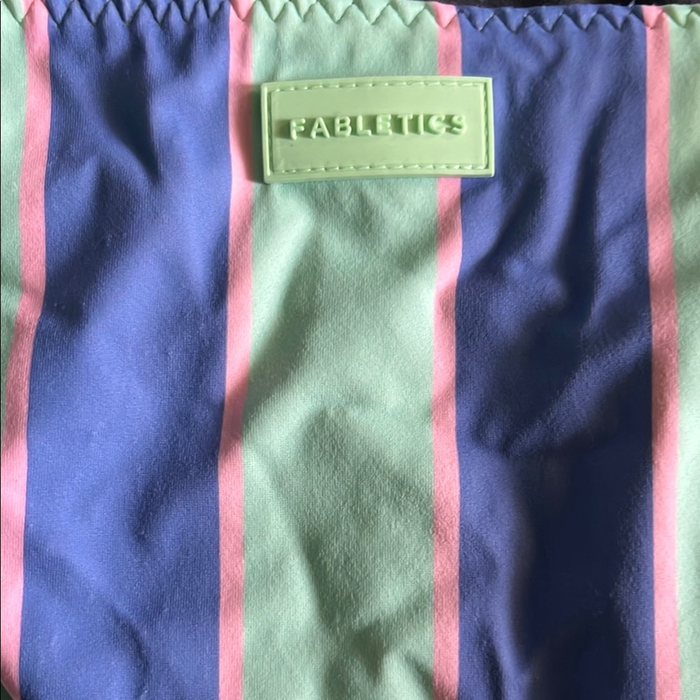 Fabletics Striped Bikini Set in Blue and Green- reversible - Picture 2 of 3